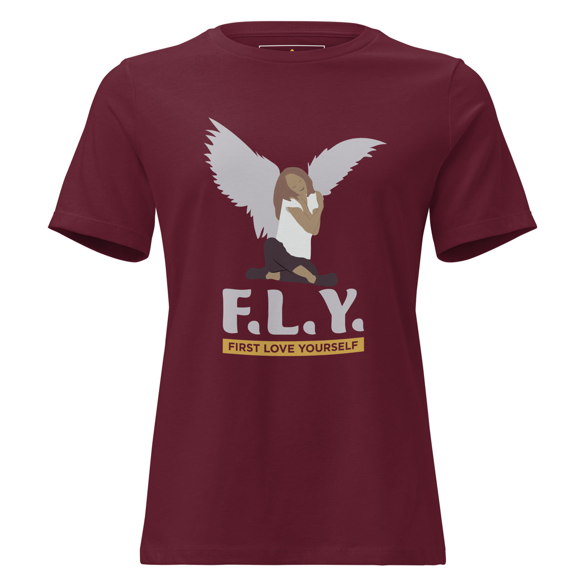 "F.L.Y. First Love Yourself" Women's Relaxed T-Shirt | Bella Canvas-TAU TRENDY TEES LLC-Maroon-S-Wear-N-Share Apparel