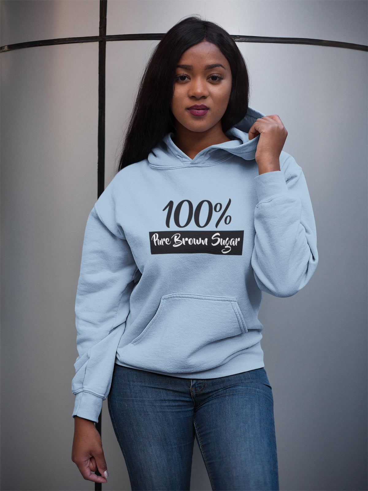 "100% Pure Brown Sugar" Unisex Hoodie-Hoodies-TAU TRENDY TEES-Light Blue-S-Wear-N-Share Apparel
