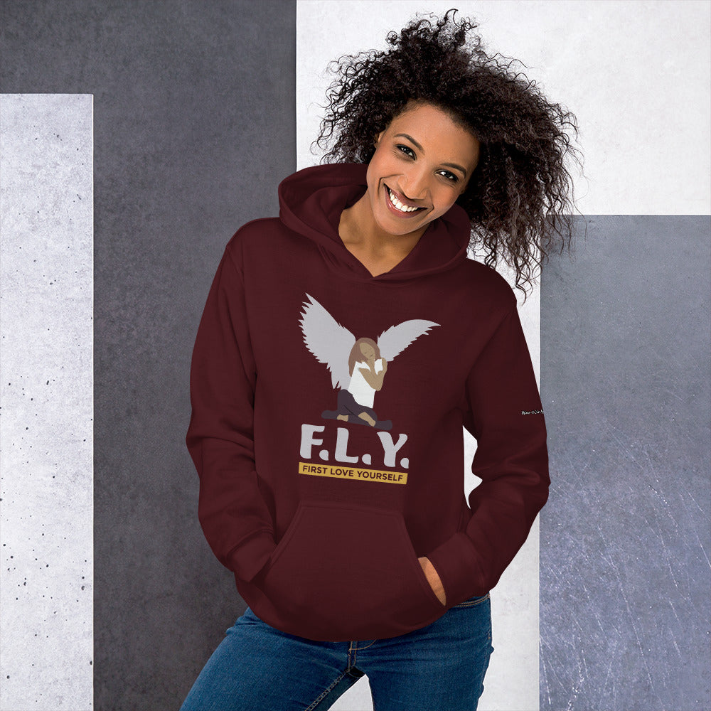 "F.L.Y." (First Love Yourself) Unisex Hoodie-Hoodies-TAU TRENDY TEES-Maroon-S-Wear-N-Share Apparel