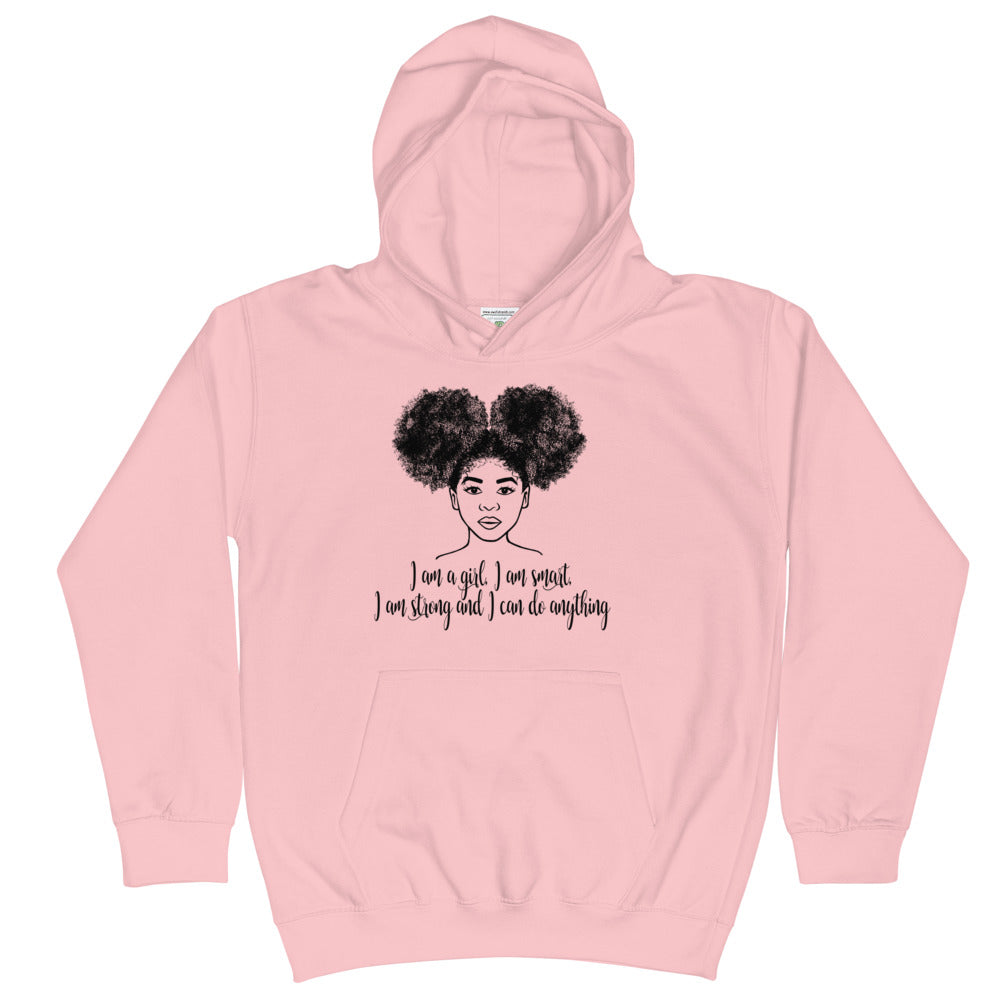 "I Am A Girl" Girls Hoodies-Kids-TAU TRENDY TEES-Baby Pink-XS-Wear-N-Share Apparel