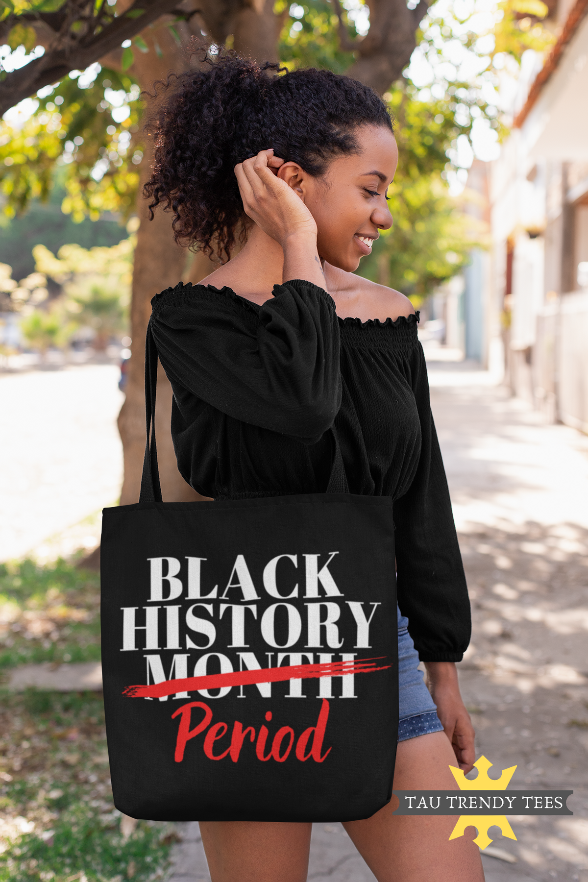 "BLACK HISTORY PERIOD" Large Canvas Tote Bag with Long Web Handles-Apparel & Accessories-TAU TRENDY TEES LLC-Wear-N-Share Apparel