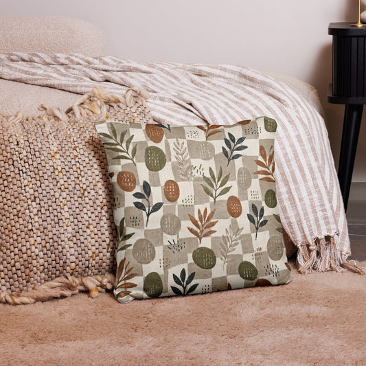 Earthy Botanical Throw Pillow | Boho Leaf Home Decor 18x18-TAU TRENDY TEES LLC-Wear-N-Share Apparel