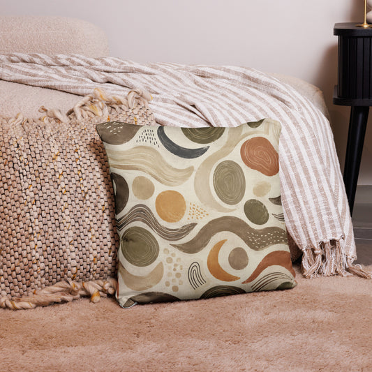 Abstract Earth Swirl Throw Pillow | Boho Home Decor 18x18-TAU TRENDY TEES LLC-Wear-N-Share Apparel