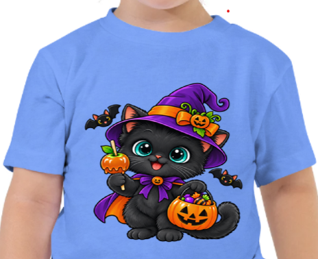 Witch Black Cat Halloween Toddler Tee-Kids-TAU TRENDY TEES LLC-Wear-N-Share Apparel