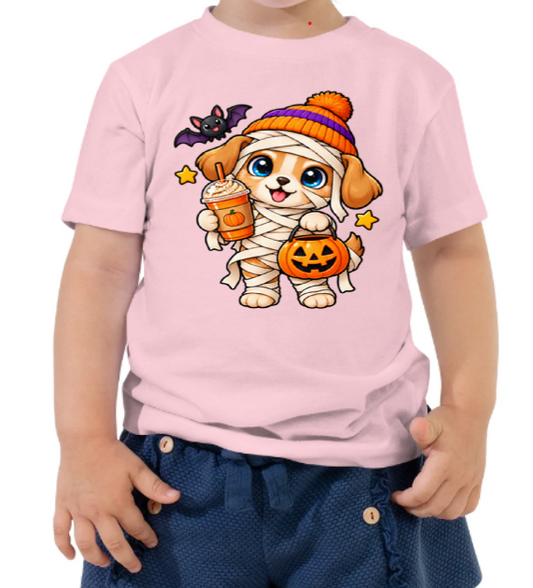 Mummy Puppy Halloween Tee-Kids-TAU TRENDY TEES LLC-Wear-N-Share Apparel