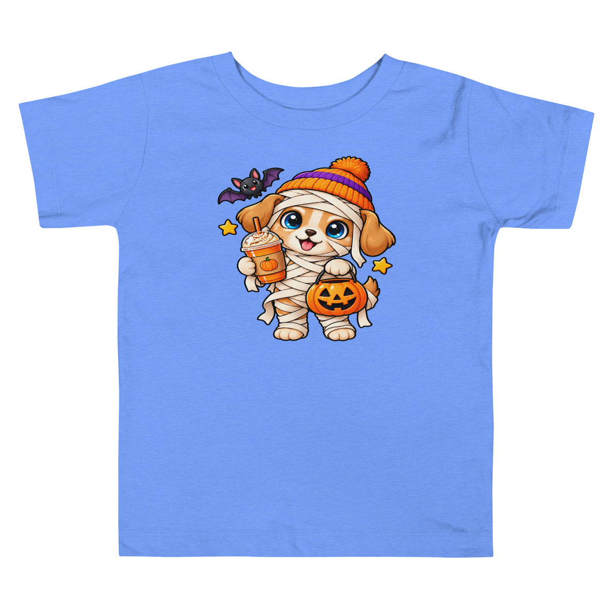 Mummy Puppy Halloween Tee-Kids-TAU TRENDY TEES LLC-Heather Columbia Blue-2T-Wear-N-Share Apparel