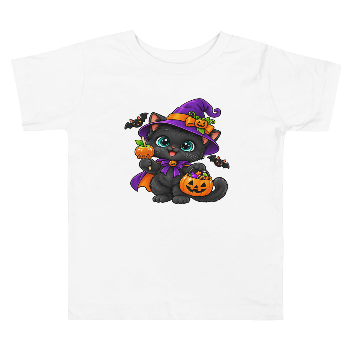 Witch Black Cat Halloween Toddler Tee-Kids-TAU TRENDY TEES LLC-White-2T-Wear-N-Share Apparel