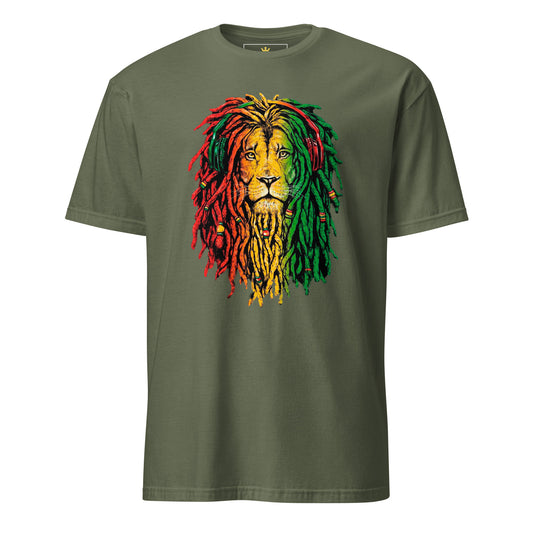 "Rasta Lion" Unisex T-Shirt | Black Culture Pride Tee-TAU TRENDY TEES LLC-Military Green-S-Wear-N-Share Apparel