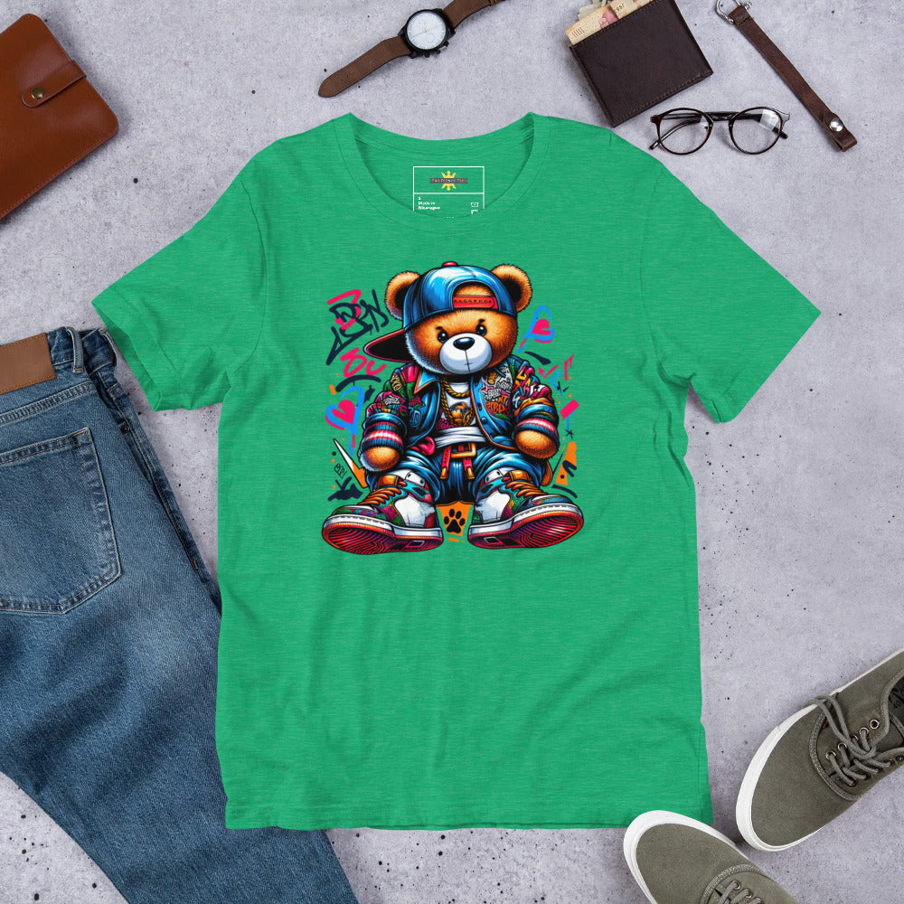 Urban Teddy Graffiti Black Unisex t-shirt-T Shirts-TAU TRENDY TEES LLC-Heather Kelly-S-Wear-N-Share Apparel