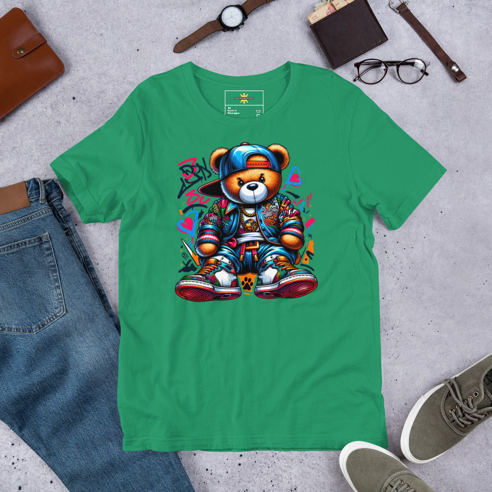 Urban Teddy Graffiti Black Unisex t-shirt-T Shirts-TAU TRENDY TEES LLC-Kelly-XS-Wear-N-Share Apparel