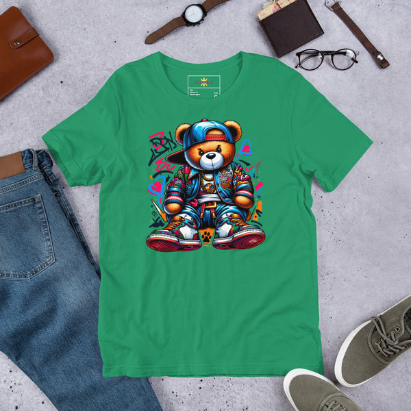 Urban Teddy Graffiti Black Unisex t-shirt-T Shirts-TAU TRENDY TEES LLC-Kelly-XS-Wear-N-Share Apparel