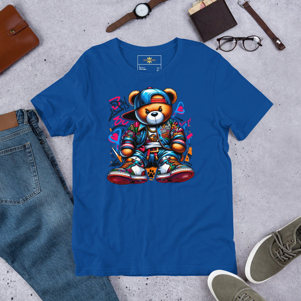 Urban Teddy Graffiti Black Unisex t-shirt-T Shirts-TAU TRENDY TEES LLC-True Royal-S-Wear-N-Share Apparel