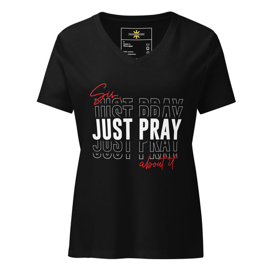 Sis, Just Pray About It Black Women’s relaxed v-neck t-shirt-T Shirts-TAU TRENDY TEES LLC-S-Wear-N-Share Apparel