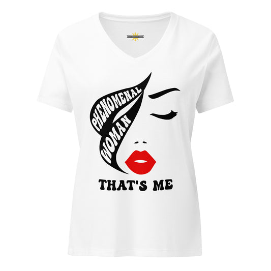 "Phenomenal Woman That's Me" Bella Canvas V-Neck T-Shirt-TAU TRENDY TEES LLC-S-Wear-N-Share Apparel