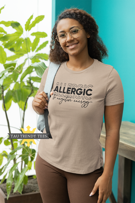 "Allergic to Negative Energy" Short-Sleeve Unisex T-Shirt-T Shirts-TAU TRENDY TEES-Sand-S-Wear-N-Share Apparel