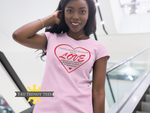 "MLK LOVE" Women's short sleeve t-shirt-T Shirts-TAU TRENDY TEES-Charity Pink-S-Wear-N-Share Apparel