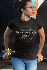 "She Got Mad Hustle and a Dope Soul" Short-Sleeve Unisex T-Shirt-T Shirts-TAU TRENDY TEES LLC-Small-Black-Wear-N-Share Apparel