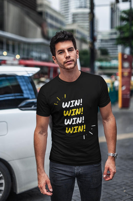 "Win! Win! Win! Win!" Short-Sleeve Unisex T-Shirt-T Shirts-TAU TRENDY TEES-Black-XS-Wear-N-Share Apparel