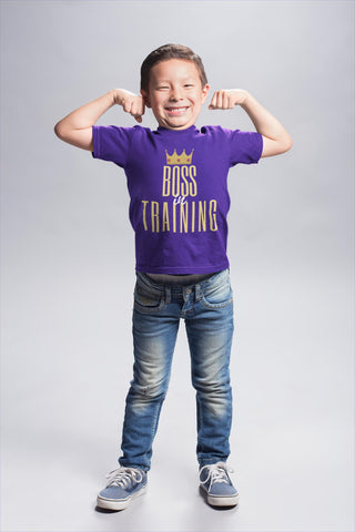 "Boss in Training" Cool T Shirts for boys and girls-Kids-TAU TRENDY TEES-Purple-XS-Wear-N-Share Apparel