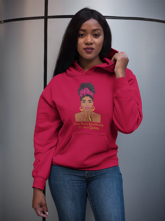 "Loving Myself Unconditionally" Unisex Hoodie-Hoodies-TAU TRENDY TEES-Red-S-Wear-N-Share Apparel