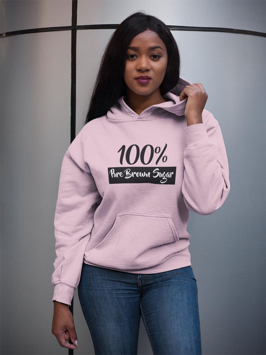 "100% Pure Brown Sugar" Unisex Hoodie-Hoodies-TAU TRENDY TEES-Light Pink-S-Wear-N-Share Apparel