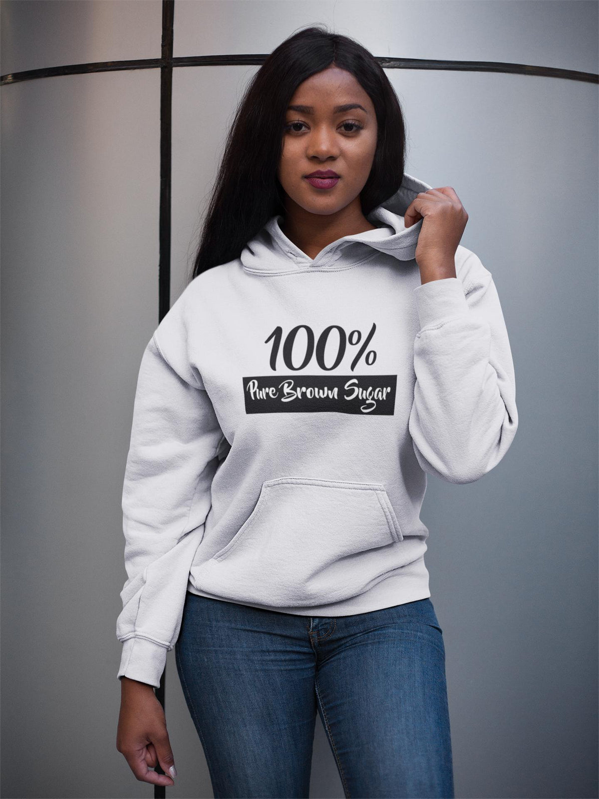 "100% Pure Brown Sugar" Unisex Hoodie-Hoodies-TAU TRENDY TEES-White-S-Wear-N-Share Apparel