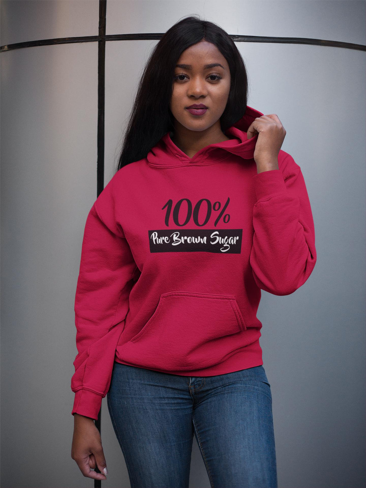 "100% Pure Brown Sugar" Unisex Hoodie-Hoodies-TAU TRENDY TEES-Red-S-Wear-N-Share Apparel