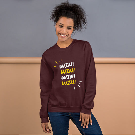 "Win! Win! Win! Win!" Unisex Sweatshirt-Sweatshirts-TAU TRENDY TEES-Maroon-S-Wear-N-Share Apparel