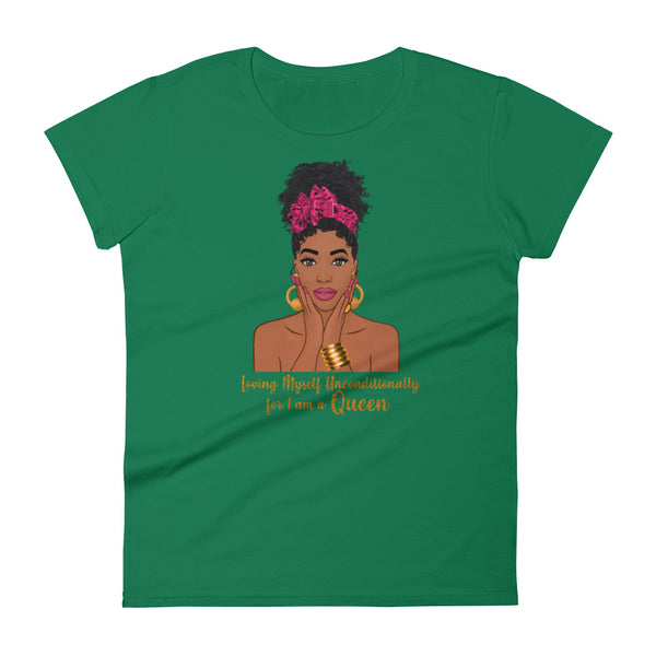 "Loving Myself Unconditionally" Women's short sleeve t-shirt-T Shirts-TAU TRENDY TEES-Kelly Green-S-Wear-N-Share Apparel