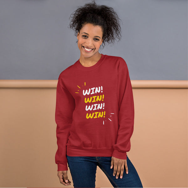 "Win! Win! Win! Win!" Unisex Sweatshirt-Sweatshirts-TAU TRENDY TEES-Red-S-Wear-N-Share Apparel