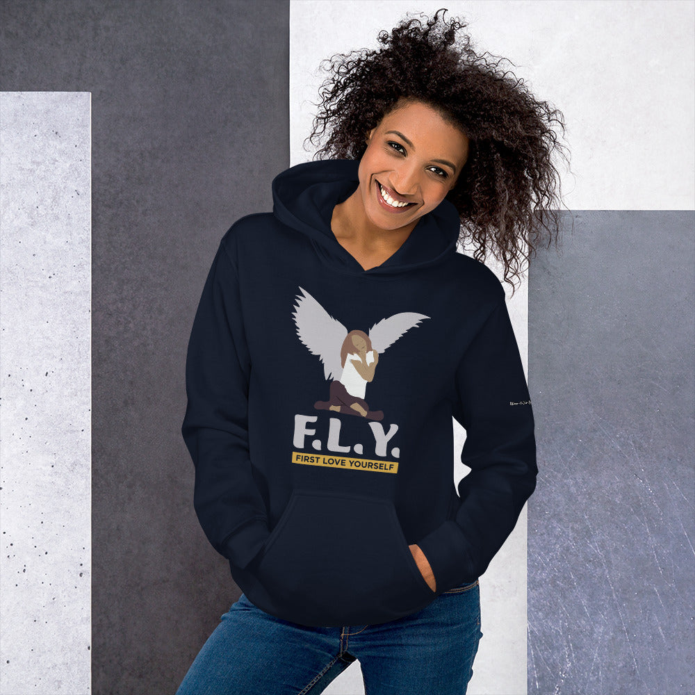 "F.L.Y." (First Love Yourself) Unisex Hoodie-Hoodies-TAU TRENDY TEES-Navy-S-Wear-N-Share Apparel