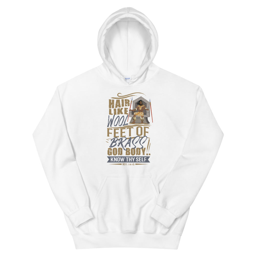 "Feet of Brass" Unisex Hoodie-Hoodies-TAU TRENDY TEES-White-S-Wear-N-Share Apparel
