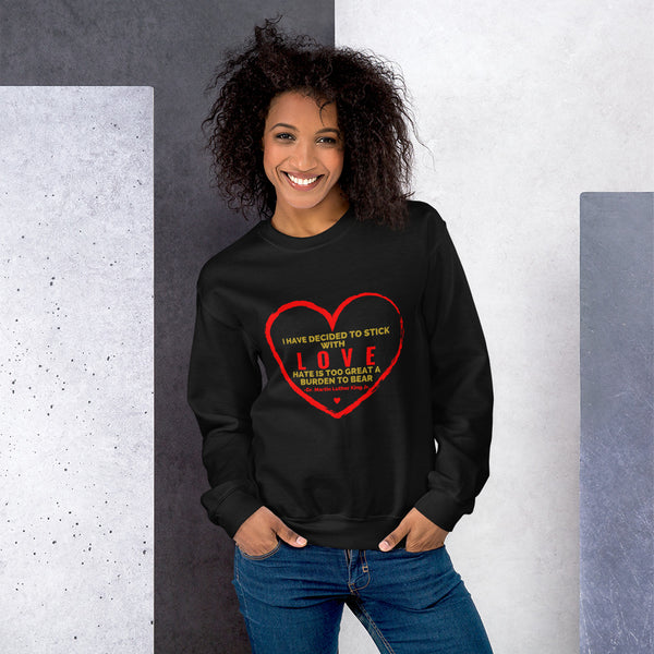 MLK LOVE Unisex Sweatshirt-Sweatshirts-TAU TRENDY TEES-Black-S-Wear-N-Share Apparel