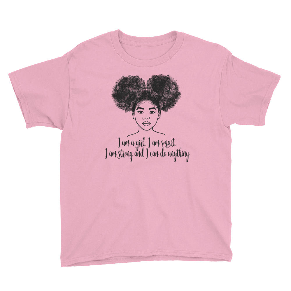 "I Am A Girl" Kids Short Sleeve T-Shirt-Kids-TAU TRENDY TEES-Charity Pink-XS-Wear-N-Share Apparel