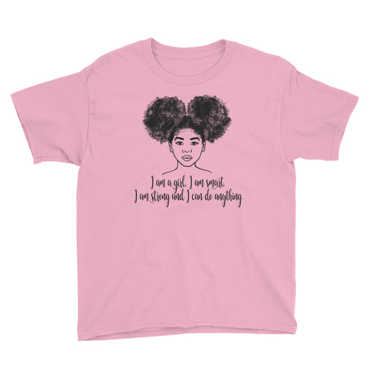 "I Am A Girl" Kids Short Sleeve T-Shirt-Kids-TAU TRENDY TEES-Charity Pink-XS-Wear-N-Share Apparel