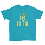 "Boss in Training" Cool T Shirts for boys and girls-Kids-TAU TRENDY TEES-Caribbean Blue-XS-Wear-N-Share Apparel