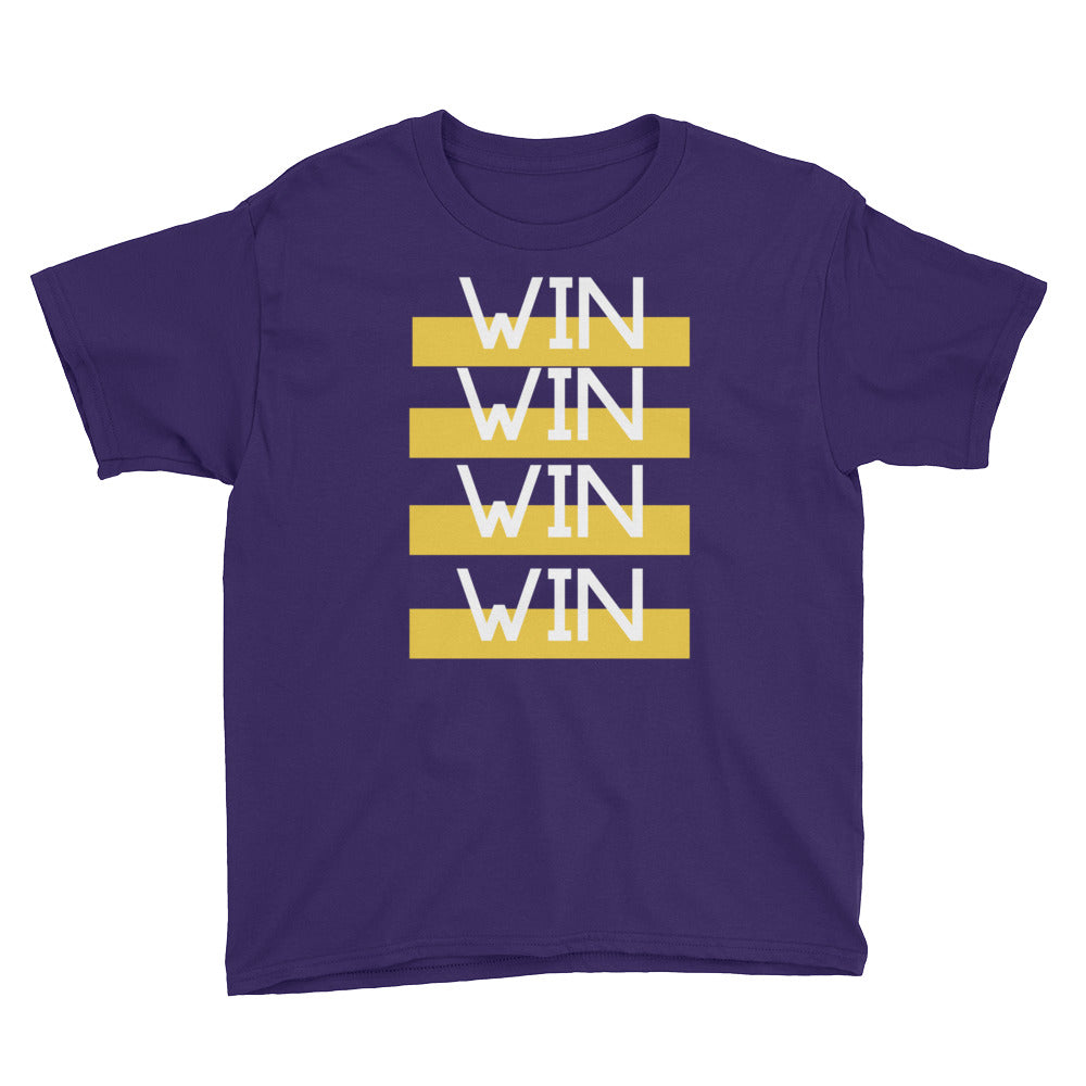 "WIN WIN WIN WIN" Youth Short Sleeve T-Shirt-Kids-TAU TRENDY TEES-Purple-XS-Wear-N-Share Apparel
