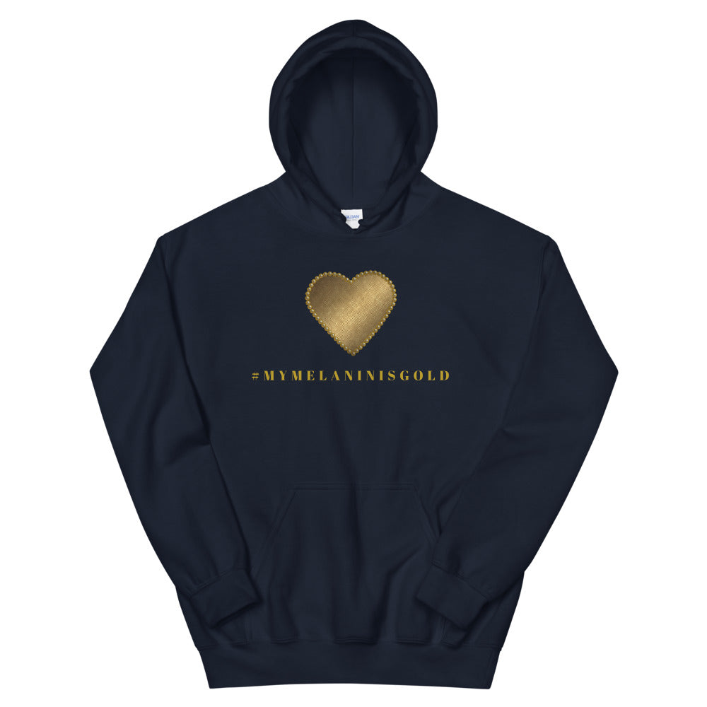 #MYMELANINISGOLD Unisex Hoodie-Hoodies-TAU TRENDY TEES-Navy-S-Wear-N-Share Apparel