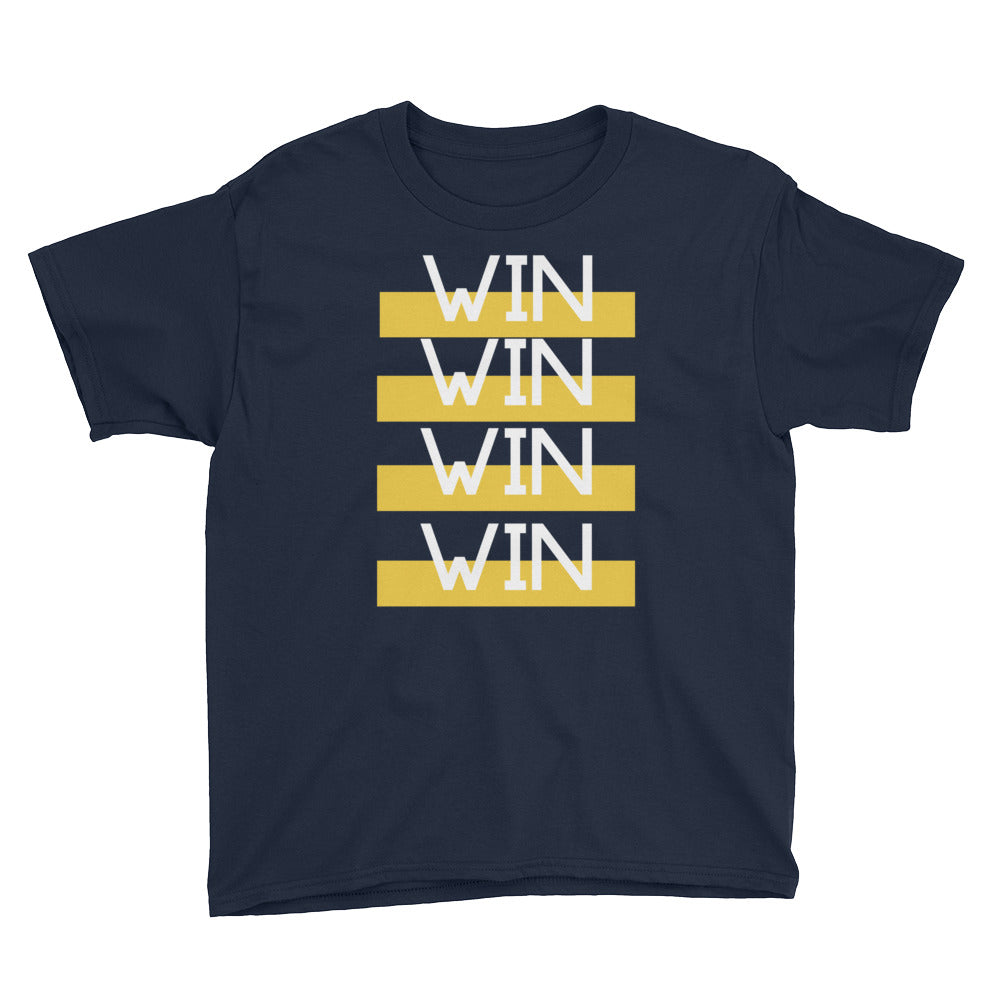 "WIN WIN WIN WIN" Youth Short Sleeve T-Shirt-Kids-TAU TRENDY TEES-Navy-XS-Wear-N-Share Apparel