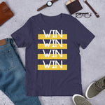"WIN WIN WIN WIN" Short-Sleeve Unisex T-Shirt-T Shirts-TAU TRENDY TEES-Heather Midnight Navy-XS-Wear-N-Share Apparel