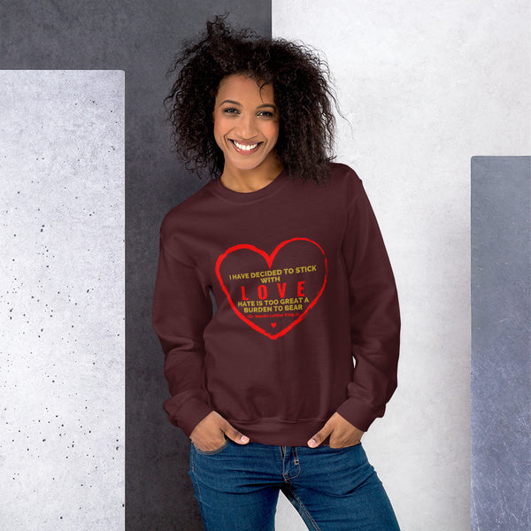 MLK LOVE Unisex Sweatshirt-Sweatshirts-TAU TRENDY TEES-Maroon-S-Wear-N-Share Apparel