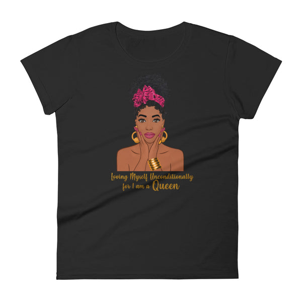 "Loving Myself Unconditionally" Women's short sleeve t-shirt-T Shirts-TAU TRENDY TEES-Black-S-Wear-N-Share Apparel