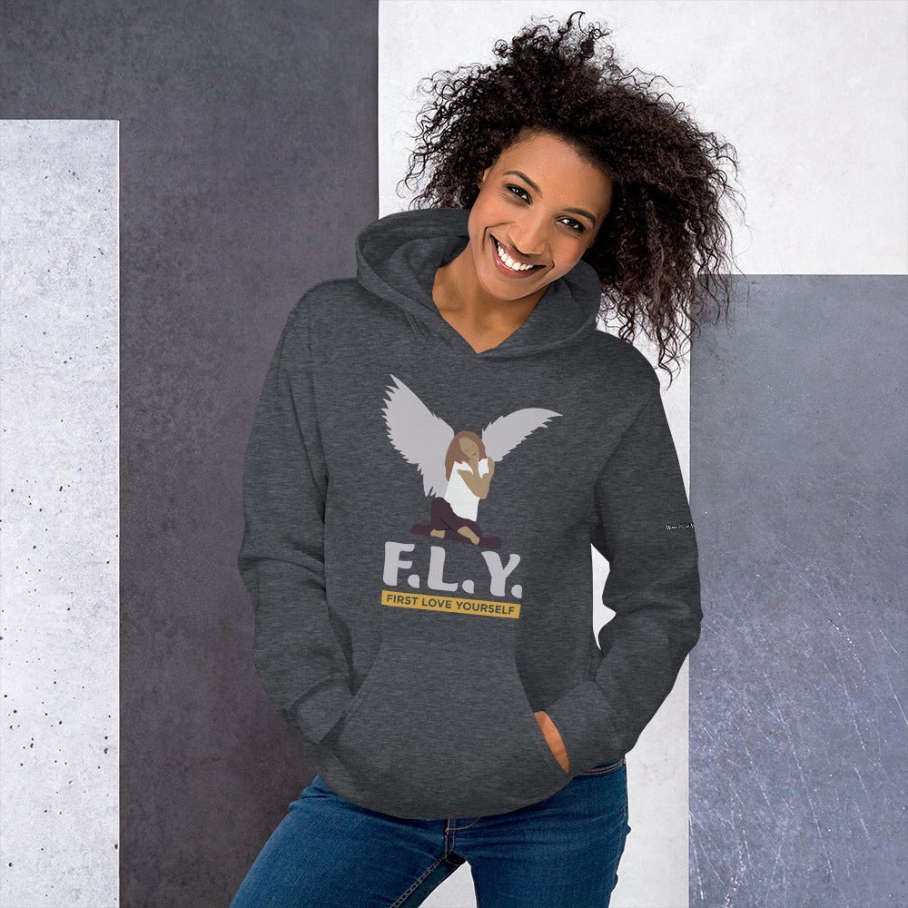 "F.L.Y." (First Love Yourself) Unisex Hoodie-Hoodies-TAU TRENDY TEES-Dark Heather-S-Wear-N-Share Apparel
