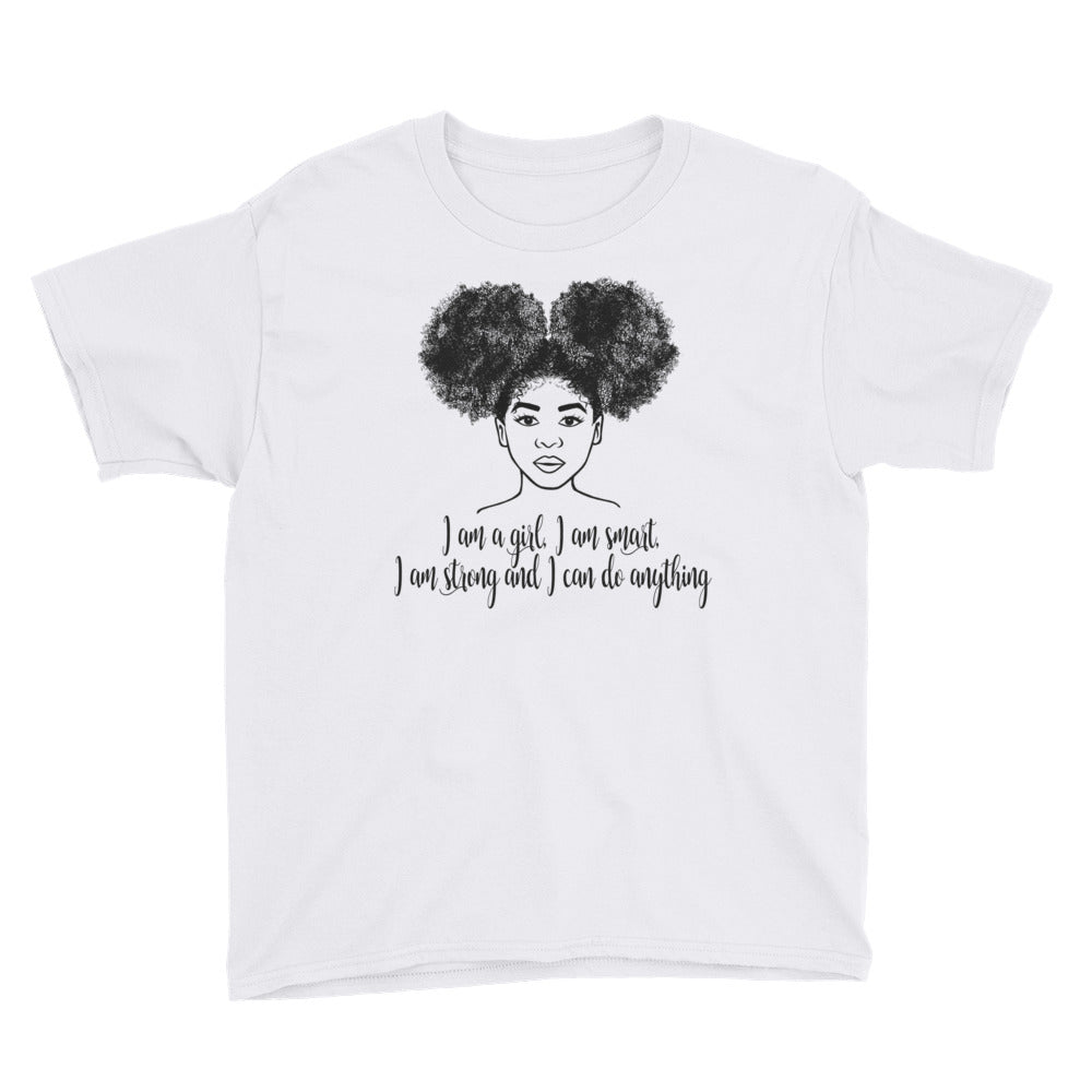 "I Am A Girl" Kids Short Sleeve T-Shirt-Kids-TAU TRENDY TEES-White-XS-Wear-N-Share Apparel