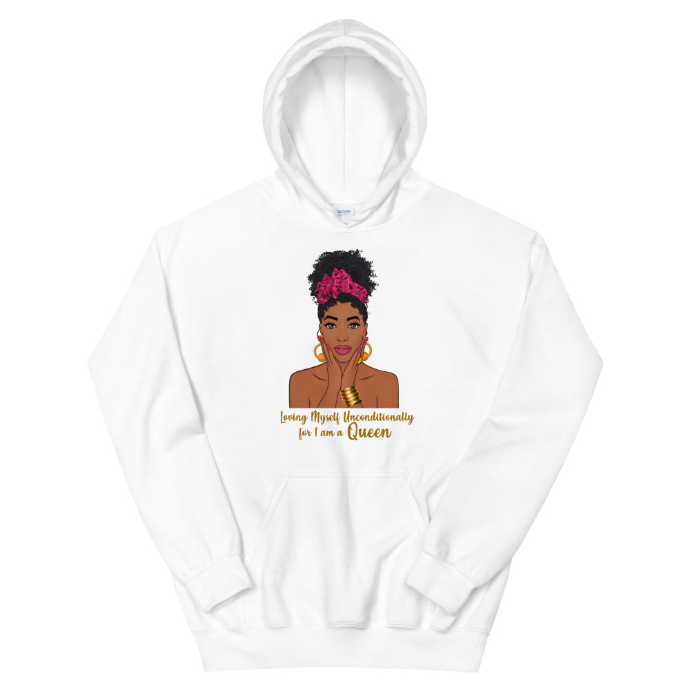 "Loving Myself Unconditionally" Unisex Hoodie-Hoodies-TAU TRENDY TEES-White-S-Wear-N-Share Apparel