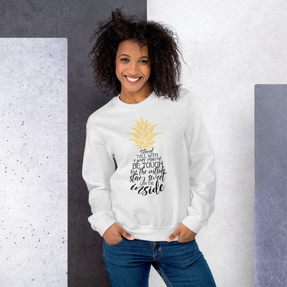 "Stand Tall With Your Crown" Unisex Sweatshirt-Sweatshirts-TAU TRENDY TEES-White-S-Wear-N-Share Apparel
