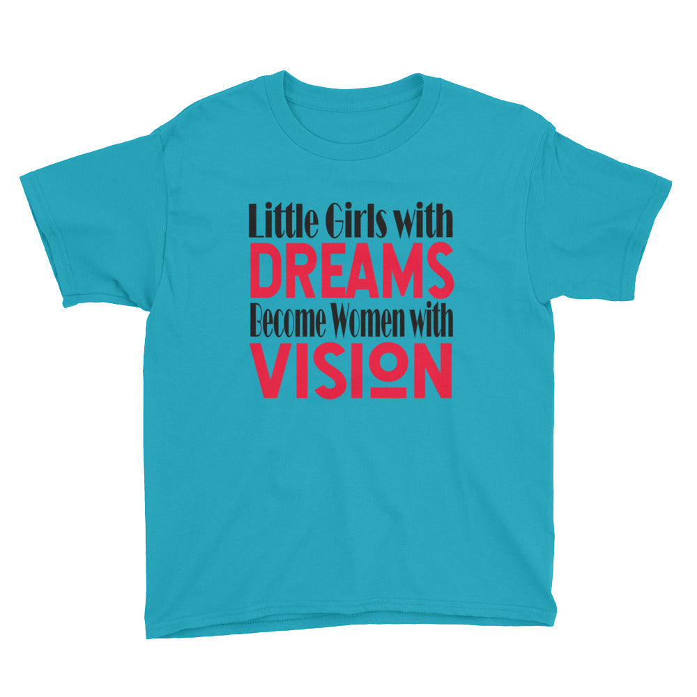 "Little Girls With Dreams" Kids Short Sleeve T-Shirt-Kids-TAU TRENDY TEES-Caribbean Blue-XS-Wear-N-Share Apparel