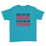 "Little Girls With Dreams" Kids Short Sleeve T-Shirt-Kids-TAU TRENDY TEES-Caribbean Blue-XS-Wear-N-Share Apparel