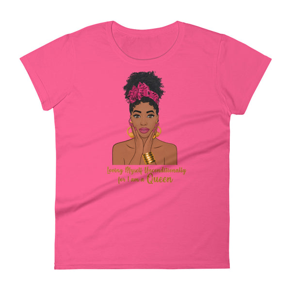 "Loving Myself Unconditionally" Women's short sleeve t-shirt-T Shirts-TAU TRENDY TEES-Hot Pink-S-Wear-N-Share Apparel