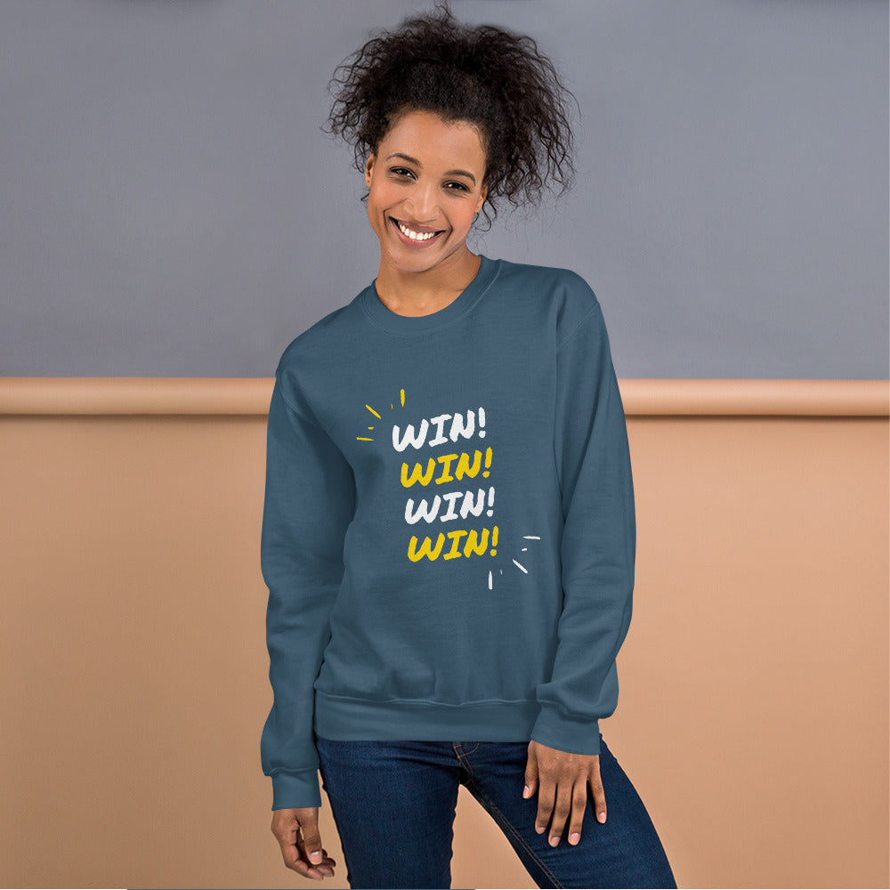 "Win! Win! Win! Win!" Unisex Sweatshirt-Sweatshirts-TAU TRENDY TEES-Indigo Blue-S-Wear-N-Share Apparel